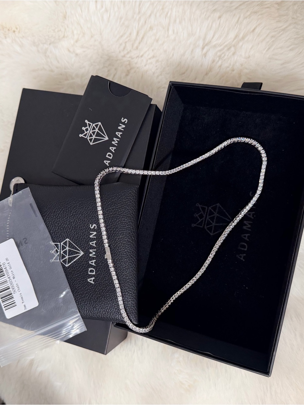 ADAMANS Tennis Chain White Tennis Chain White Gold 20" Necklace